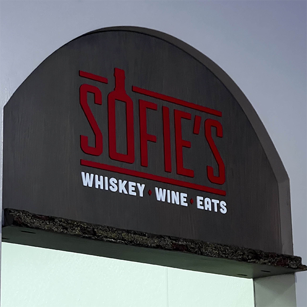 sofie's whiskey wine and eats sign